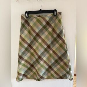 Ann Taylor Plaid A-Line Wool Skirt Size 8